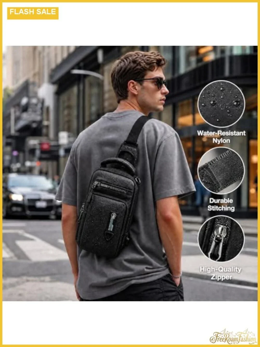 Waterproof Nylon Sling Shoulder Crossbody Bag for Men with Multiple Pockets